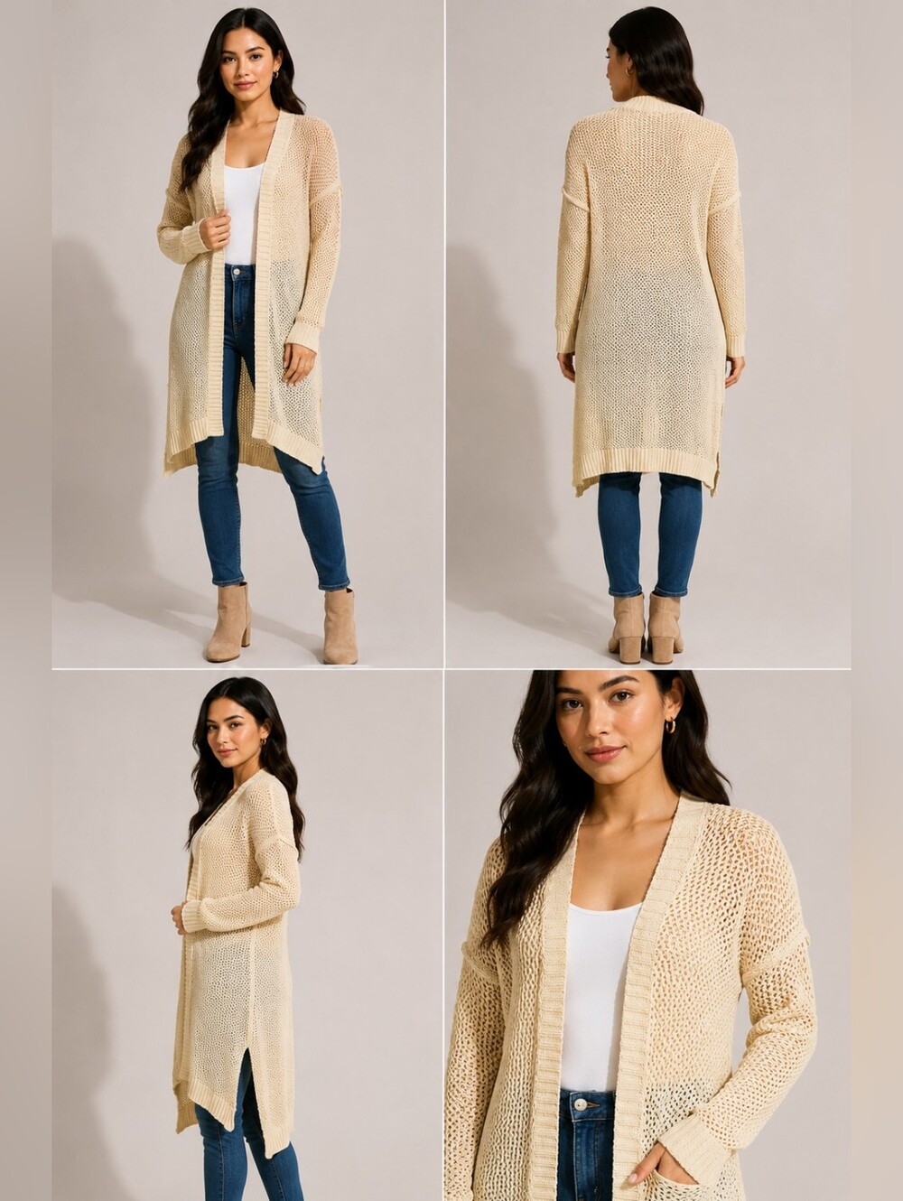 🍏Ava Couture Open-Knit Cardigan – Size Medium - 100% Cotton